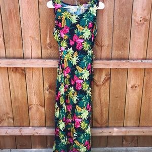 VTG tropical side tie maxi dress